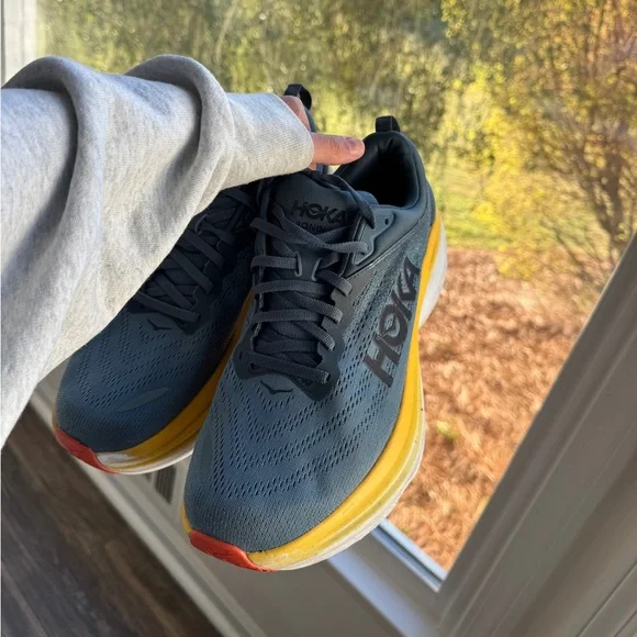 Hoka one one gray yellow 10.5 running sneakers - Picture 4 of 7